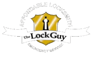 The lock guy logo in white
